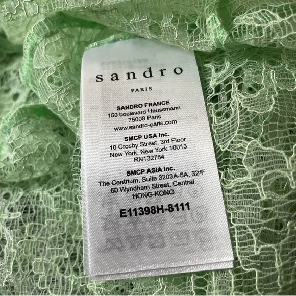 SANDRO izzie sheer lace tie-neck top - Picture 6 of 9